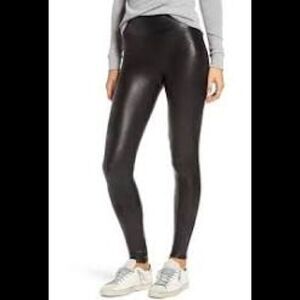 SPANX black faux leather look, high waisted leggings.  XS. NWT